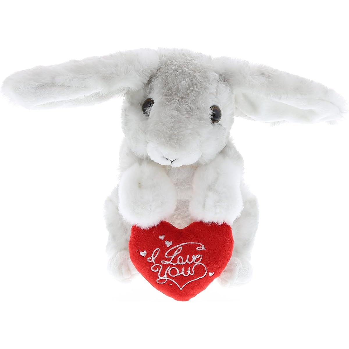 DolliBu I Love You Valentine Stuffed Animal Gray Rabbit - Cute Soft Hugly Stuffed Animal with Red Heart for Valentine's Day, Birthday Gift, Anniversary, Romantic Date - 6.5 inches
