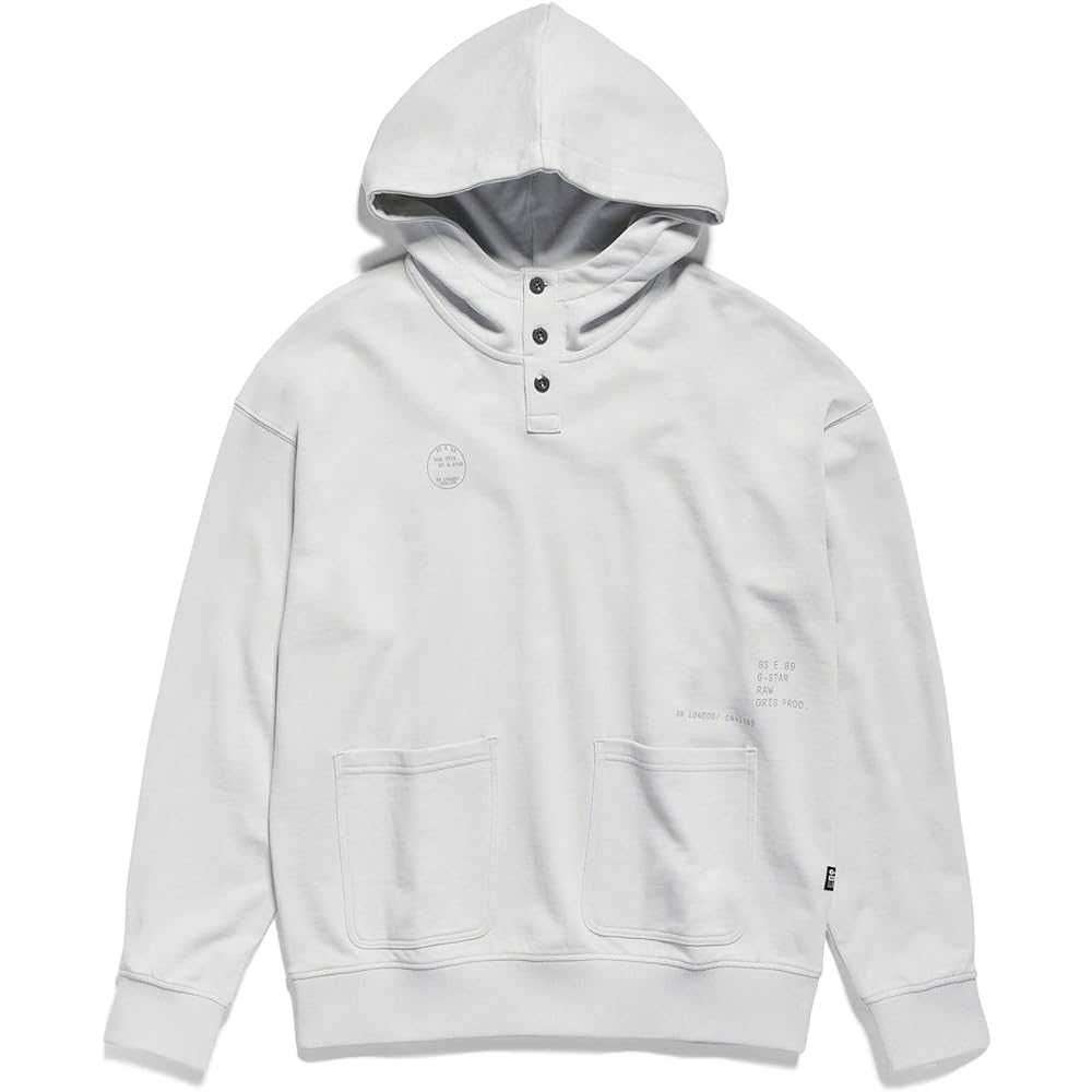 [G-Star Low] Hoodie Hoodie Sweatshirt Men's Loose Fit IRREGULAR GRAPHICS POCKET LOOSE HOODIE
