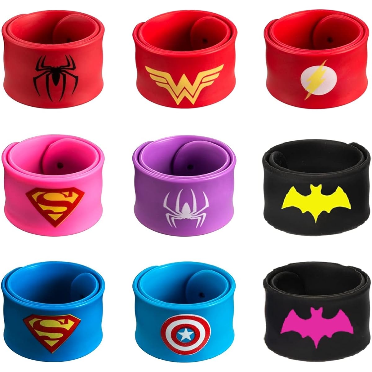 DeDeSoon Slap Bracelets Toys for Kids Boys Girls Birthday Party Supplies Favors (9" Pack)