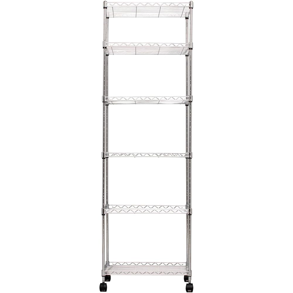 Iris Ohyama Rack Metal Rack Body 6 Tiers with Casters Rust Resistant Treatment Width 33 x Depth 49 x Height 144 cm Pole Diameter 12.7 mm Seasoning Rack Shelf Kitchen Steel Rack Rust Resistant Main Body MK-3014N