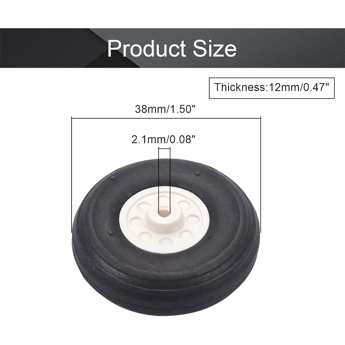 Fielect RC Airplane Polyurethane Wheel with Plastic Hub, Polyurethane Sponge Wheel Model for Fixed Wing Airplane 1pc FLT20191202J-0038