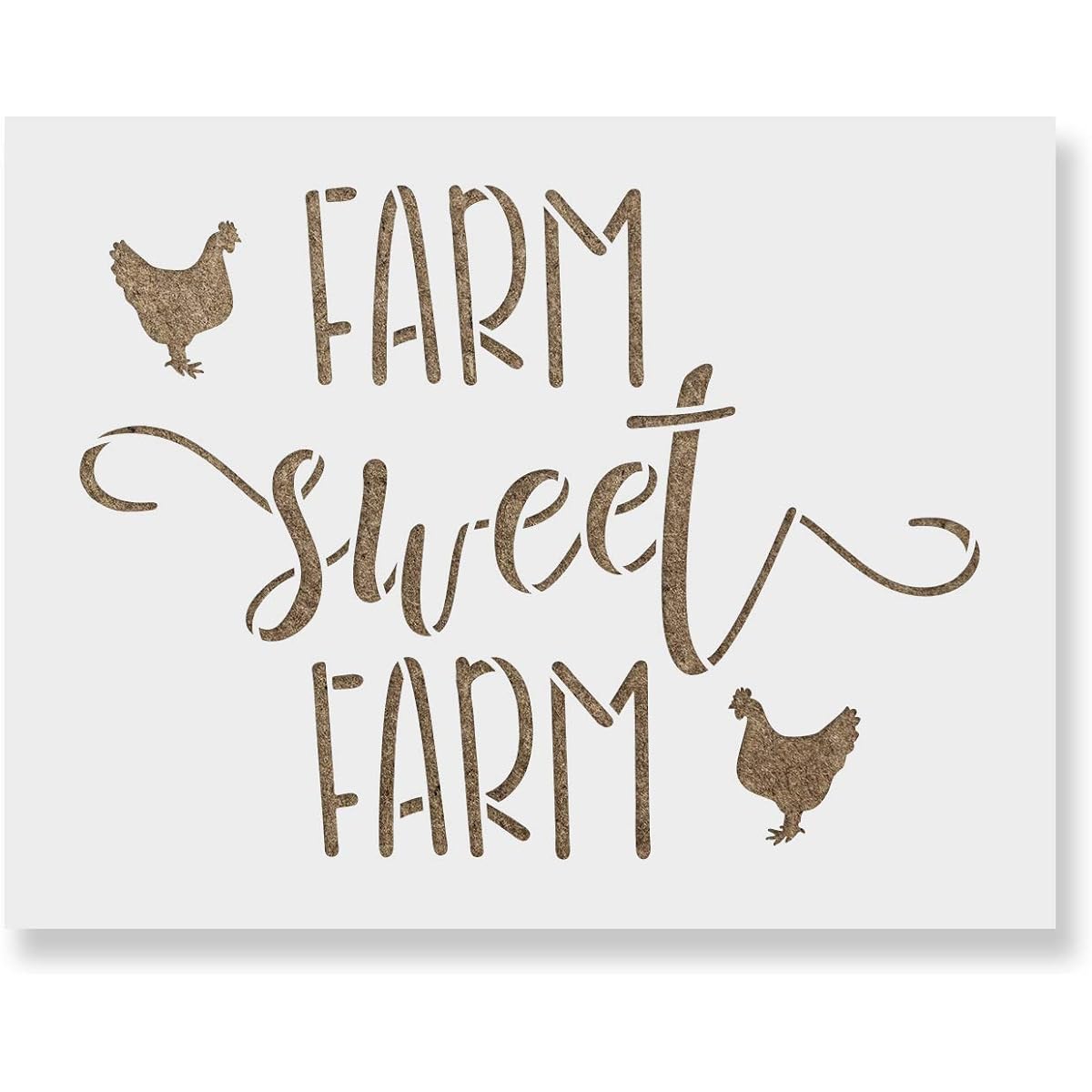 Farm Sweet Farmhouse Chicken Sign Stencil - Reusable Stencils for Painting - DIY Farm Farmhouse Chicken Sign Home Decoration 5"x6" White