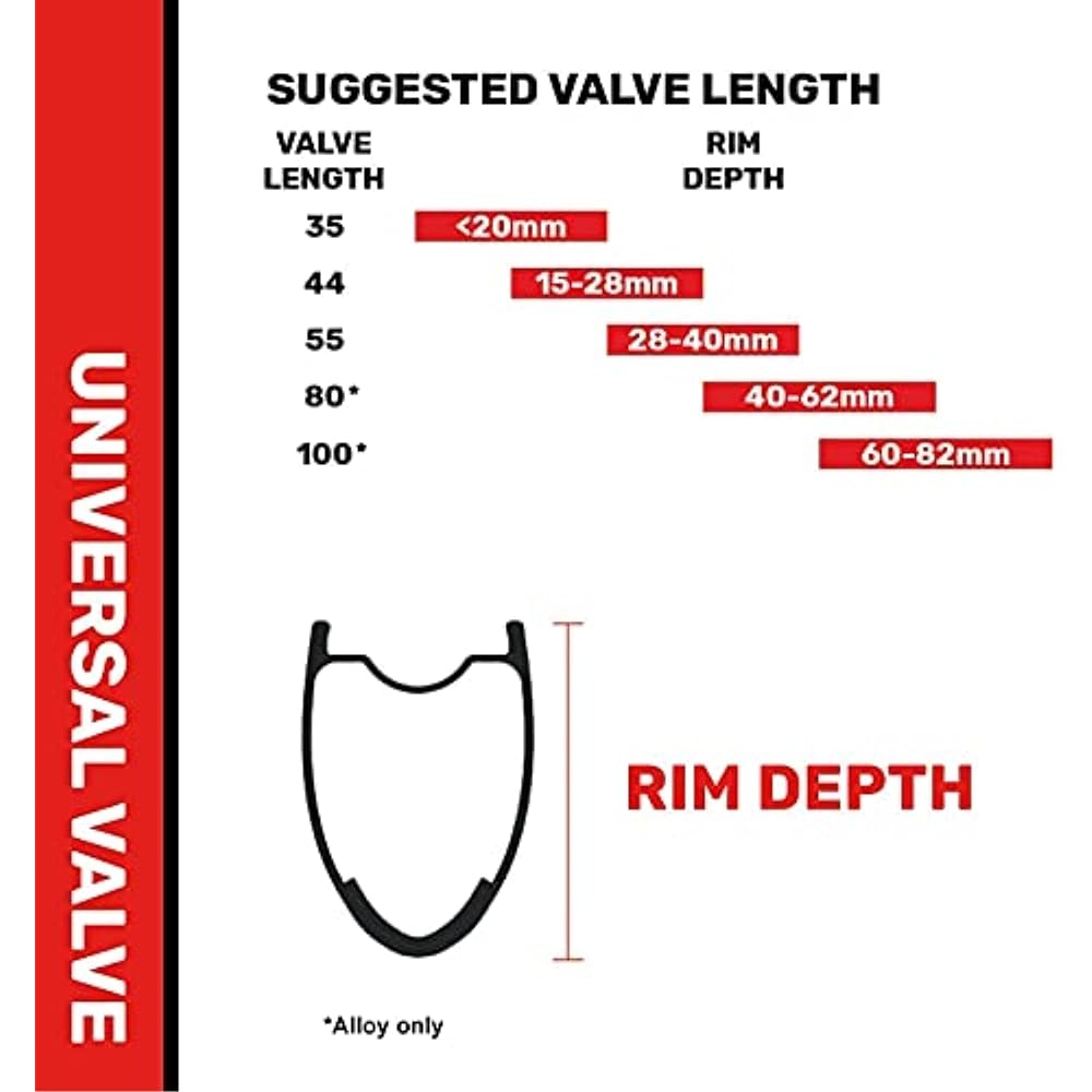 NoTubes STAN'S NOTUBES 44mm Univ Tubeless Road Valve FV (Pair) Valve core is removable 2 pieces 1 set