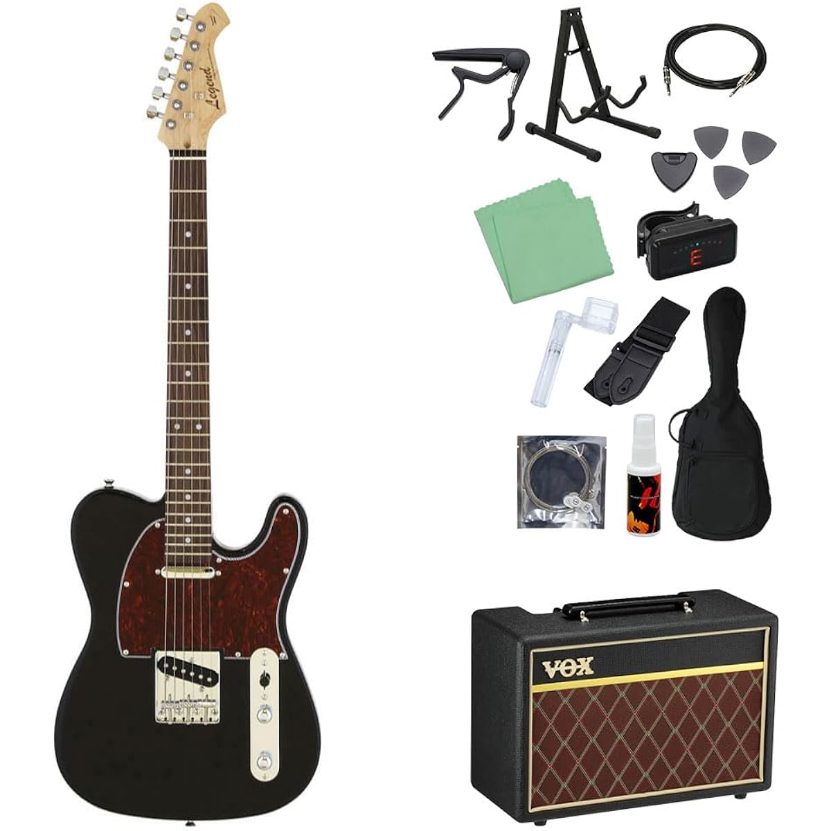 LEGEND LTE-Z Electric Guitar Beginner 14-piece Set [With VOX Amplifier] TT-BK Telecaster Type Legend