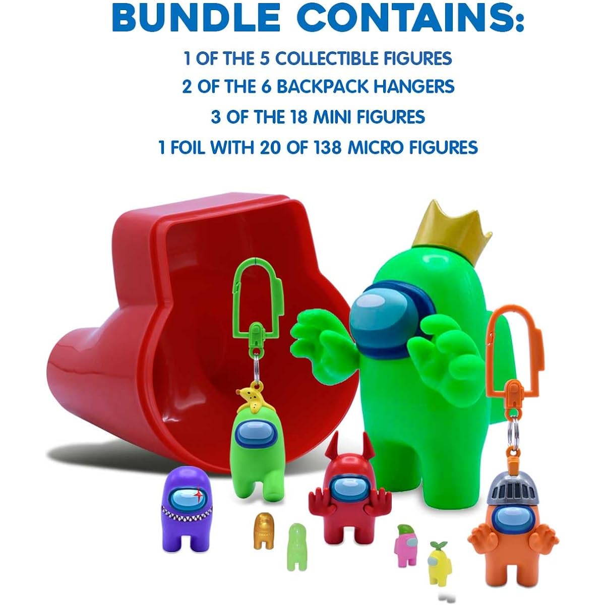 Among Us Surprise Bundle (Includes Random Collectible Figures, Backpack Hanger, Minifigures & Microfigures)