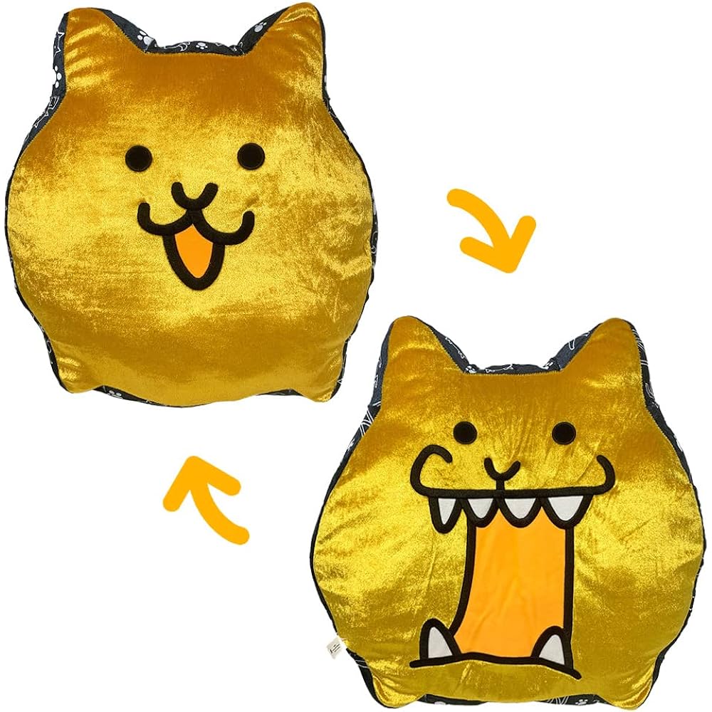 Nyanko Great War die-cut reversible cushion with different expressions on the front and back, approx. 40 x 39 x 10 cm, official goods (Kinneko)