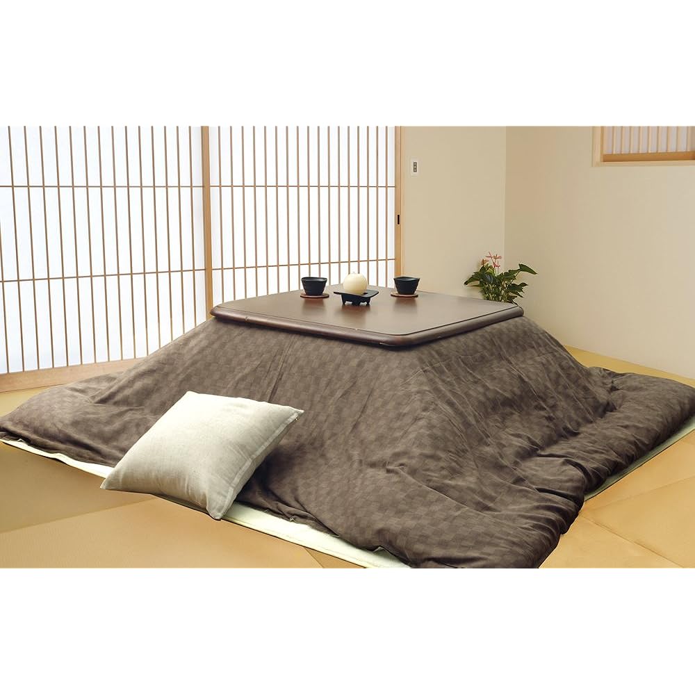 Ikehiko Kotatsu Duvet Cover Rectangle Crete Cover Approx. 215 x 255 cm Brown Indian Cotton Zipper #5097749