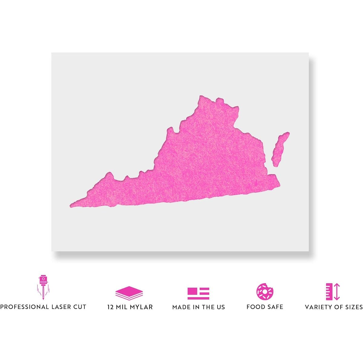 Virginia State Stencil Template - Reusable Stencil with Multiple Sizes Available 48"x32"