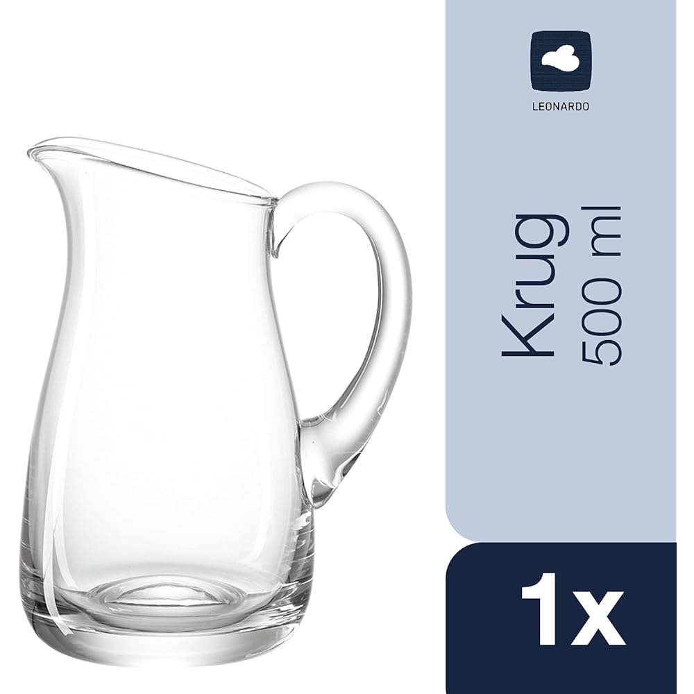 LEONARDO Pitcher Clear Size: 12.5 x 9.5 x 16.5cm Jug 0,5l Giardino 010236 4 pieces