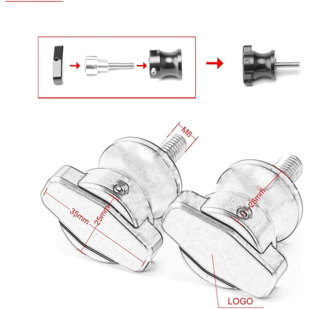 DOOREX Motorcycle CNC Frame Stand 8mm Screw Slider Swing Arm Spool Slider Fit Suzuki Bandit GSF 1250S 1250 1200 250 400 650 PSX650F Swing Arm Slider Spool (Size: Black)