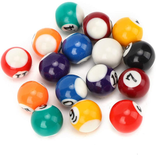 Alomejor Billiard Balls 16pcs 25mm Resin Mini Billiard Balls Kids Toys Small Pool Cue Balls Full Set