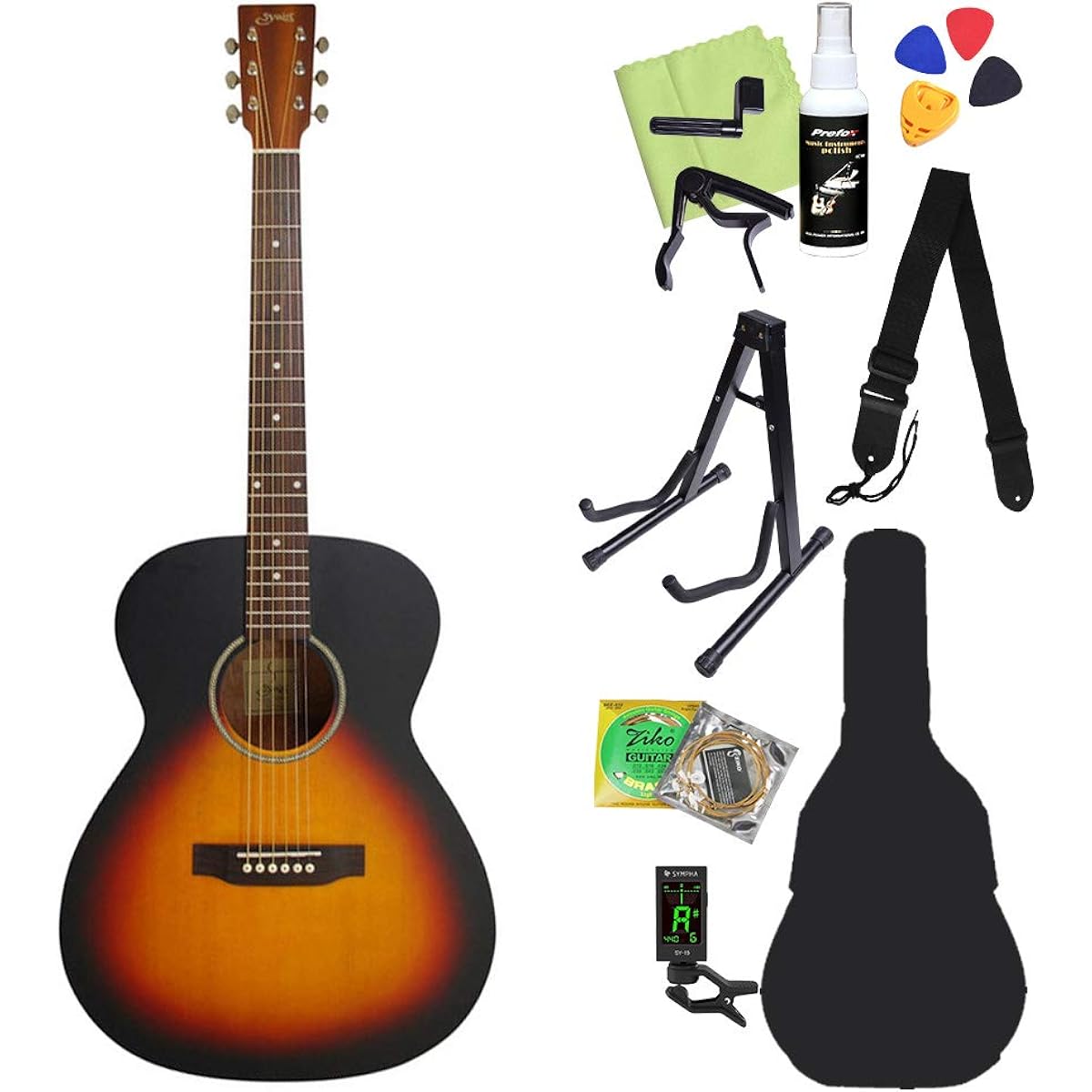 S.Yairi YF-04/VS Vintage Sunburst Acoustic Guitar Beginner 12-piece Set Folk Guitar Limited Series S Yairi