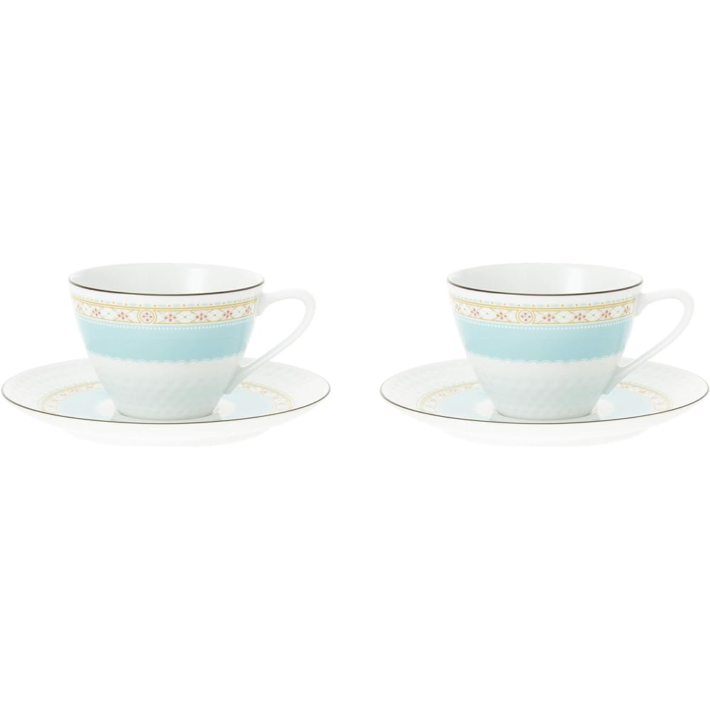 Noritake Cup & Saucer (Pair Set) (Coffee Tea) 125cc Humming Blue 2 Customers Blue Fine Porcelain P5389L/1645