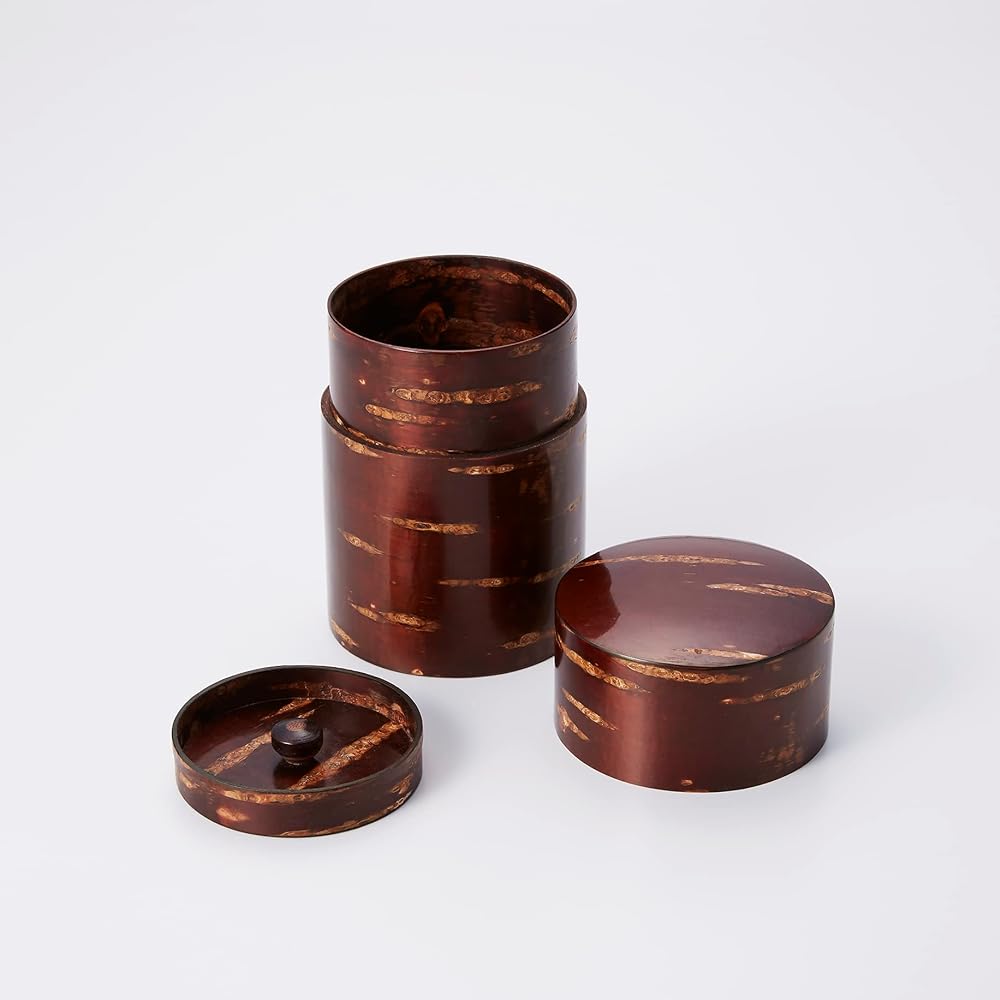 Tomioka Shoten Birch Crafts Leather Tea Caddy Plain M 002109