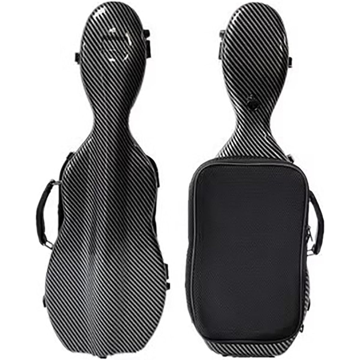 Violin Case Full Size 4/4 Carbon Fiber Hard Box Violin Shape Full Size Light Strong Black White,Black