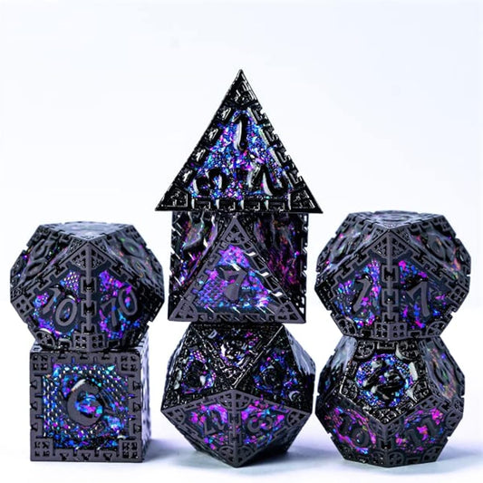 Ancient Dark Evil Elfluun DND Metal Dice Set Dungeons & Dragons Gifts D&D D&D Pathfinder Accessories D20 Polyhedral Resin Dice Metal Dice Tray Tower Bag Box