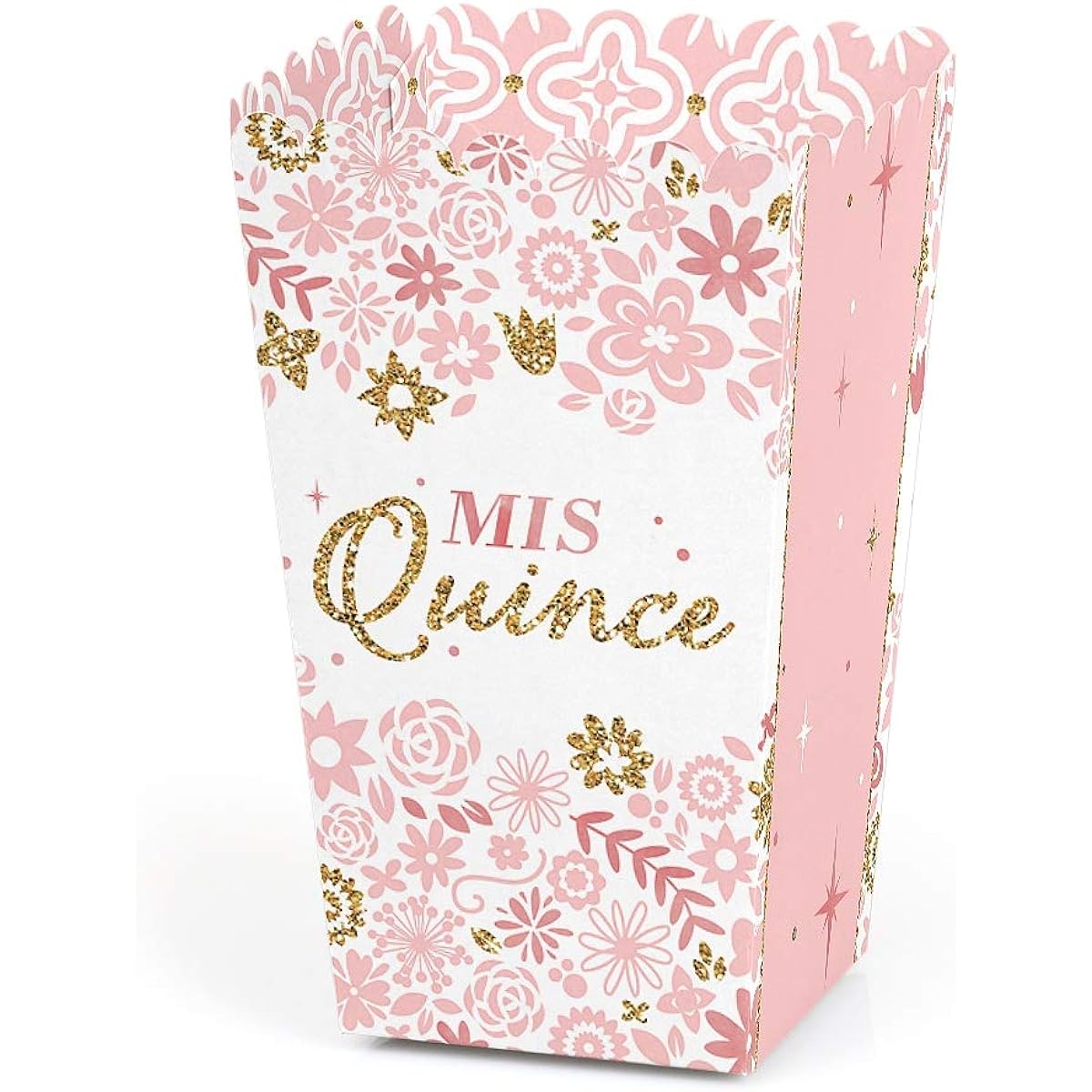 Mis Quince Anos - Quinceanera Sweet 15th Birthday Party Favor Popcorn Treat Boxes - Set of 12