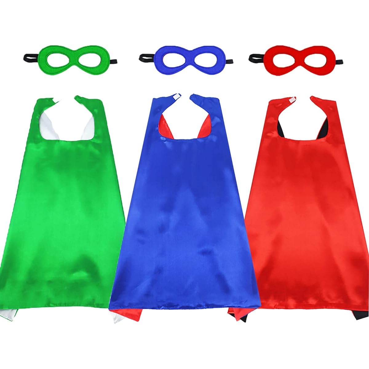 D.Q.Z Kids Superhero Capes and Masks for Boys/Girls Bulk Kids Superhero Christmas Dress Up Costume Party Favors 3 Pack