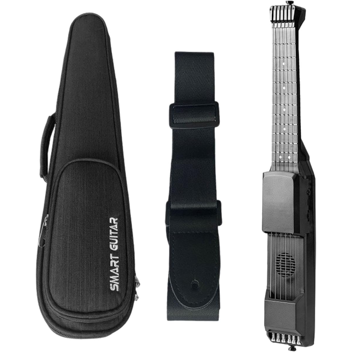 Harilla Kin Pocket Guitar Practice Tool for Adults Portable Mini with Chord Chart 3.5mm Jack Lightweight String Trainer Chord Practice Tool, 7 Frets, Bag Included
