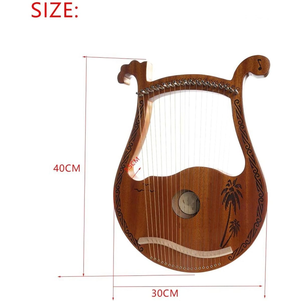 WowZza 19 String Lyre Harp, Portable Lyre for Beginners, Lyre Harp for Adults and Students, for Beginners