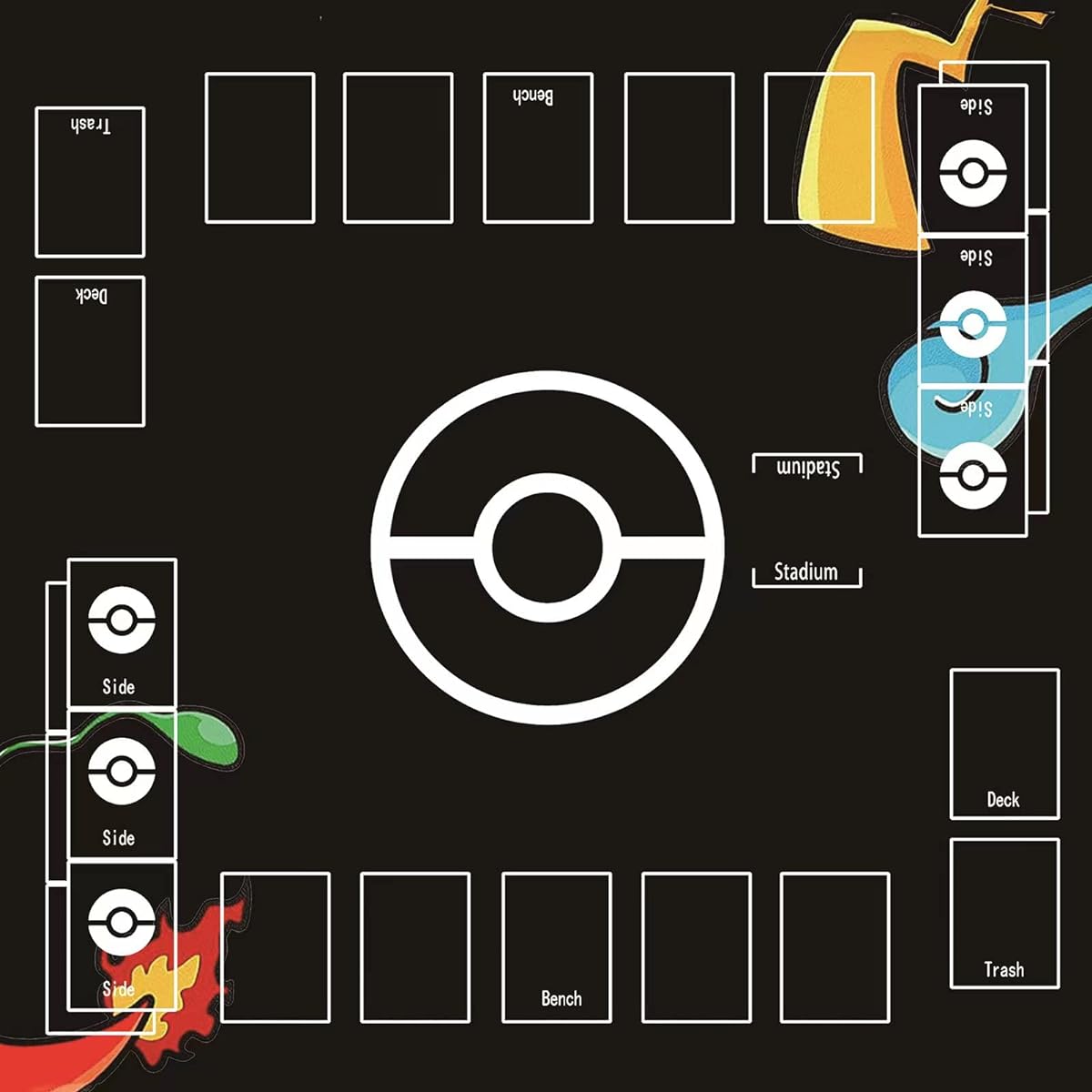 Biouai Playmat for Trading Card Games - 2 Player Trainer Mat for Games with Carry Case Tube (Black)