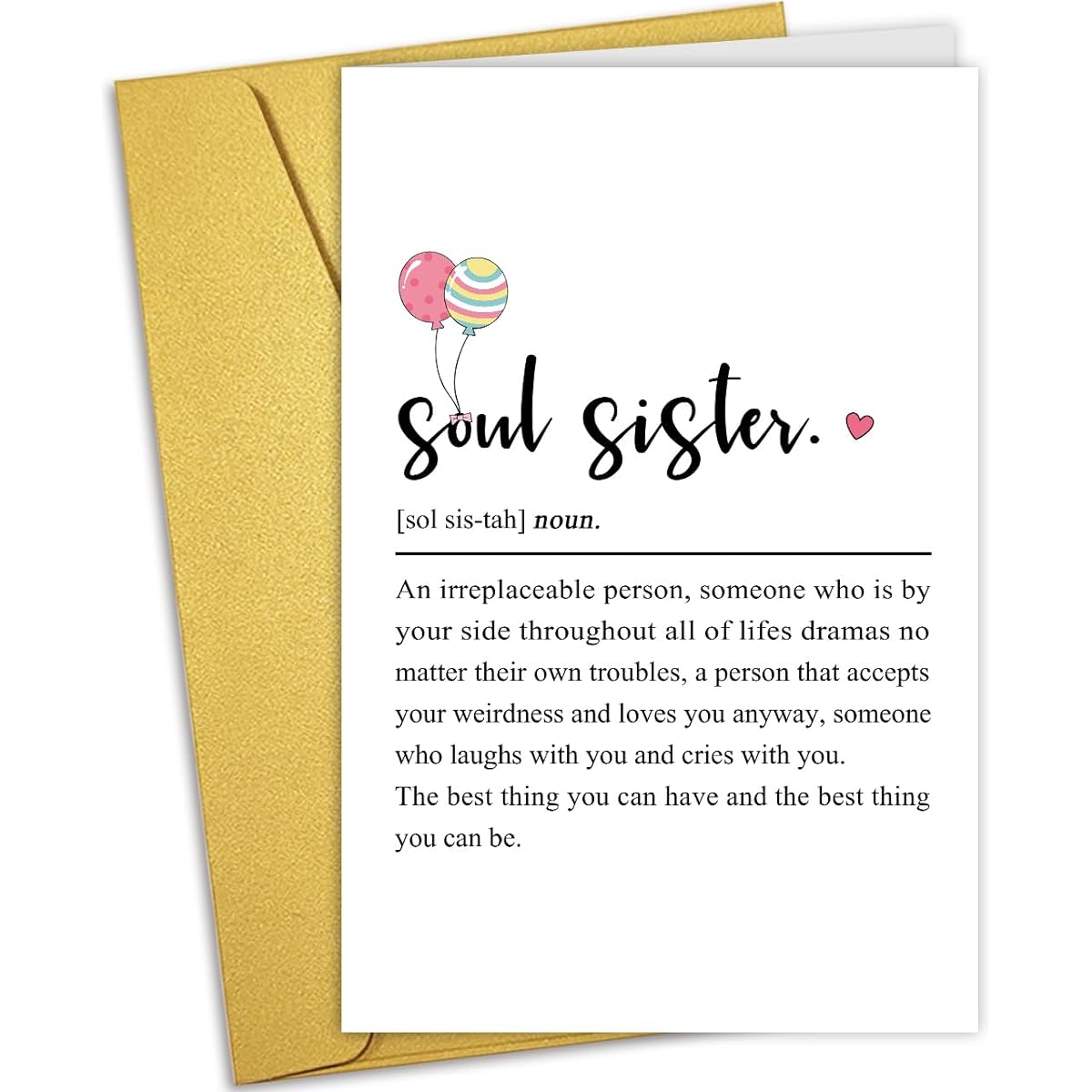 Soul Sister Definition Card Best Friend Birthday Card Friendship Card for Bestie BFF Unique Birthday Card Galentine's Day Card for Women/Girl/Ladies/Her