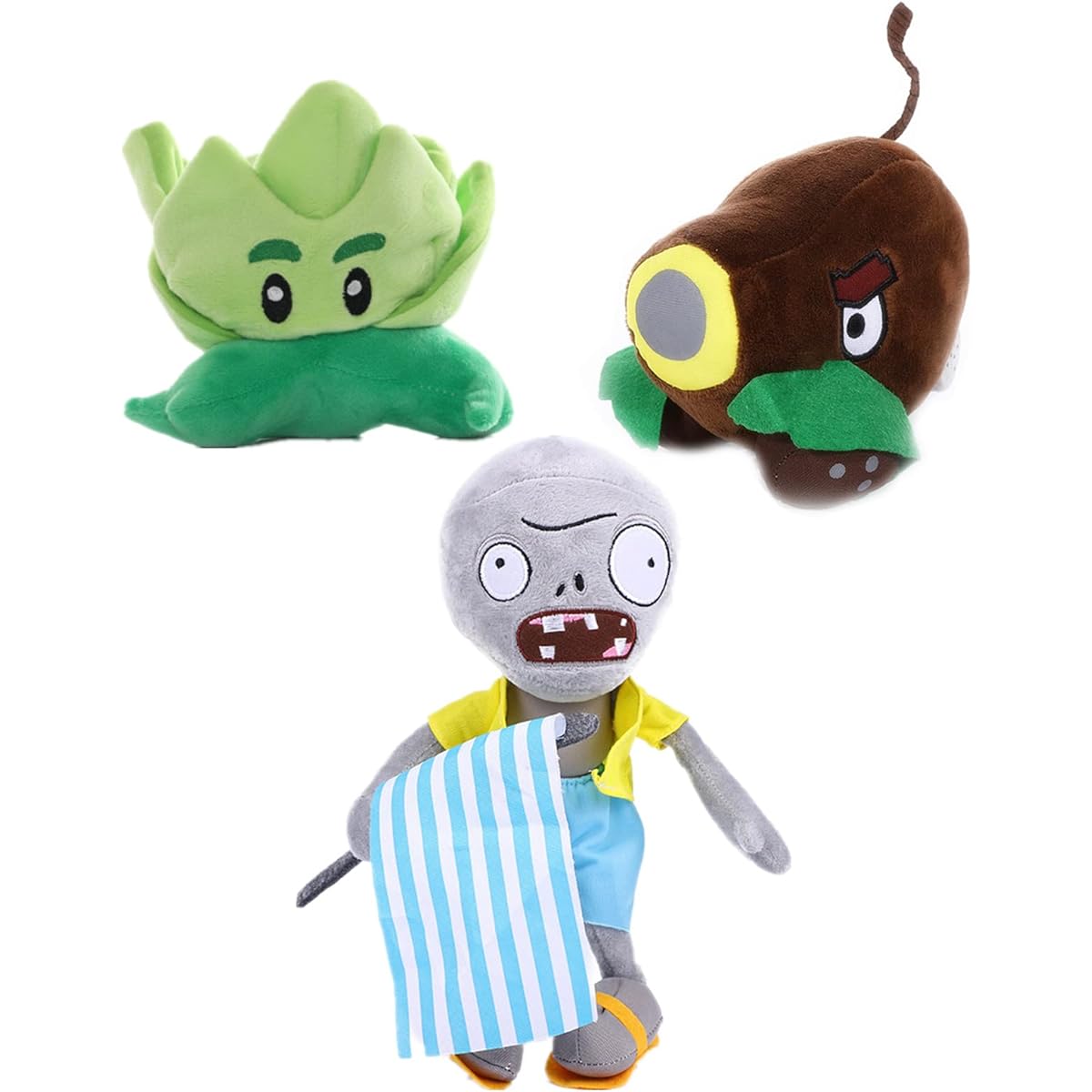 JHESAO Lettuce Plant and Zombie Plush Banner Zombie Toy PVZ Plush 1 2 Stuffed Soft Doll Coconut Cannon Plant Toy 3pcs