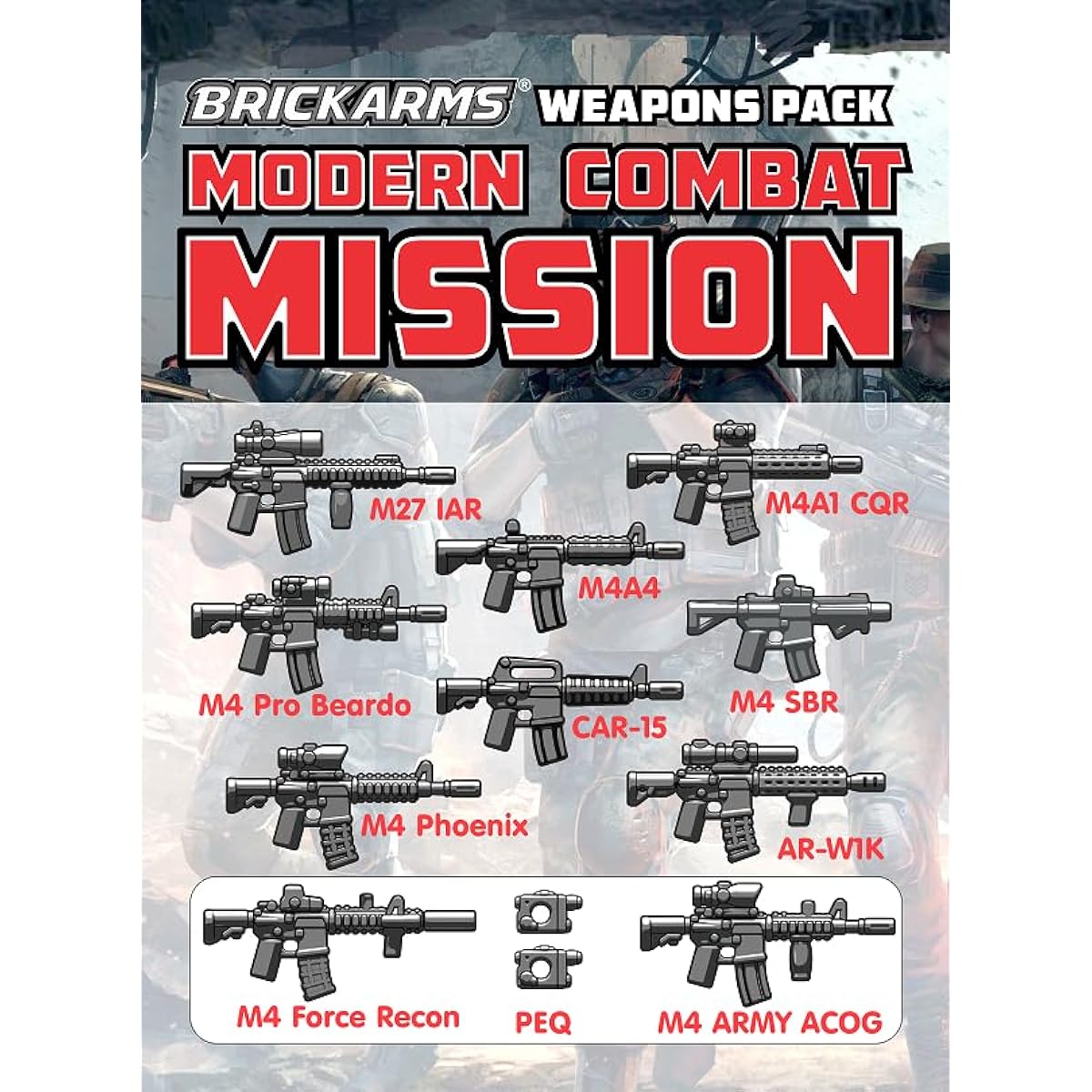 BrickArms Modern Combat Mission Weapons Military Pack for Minifigures