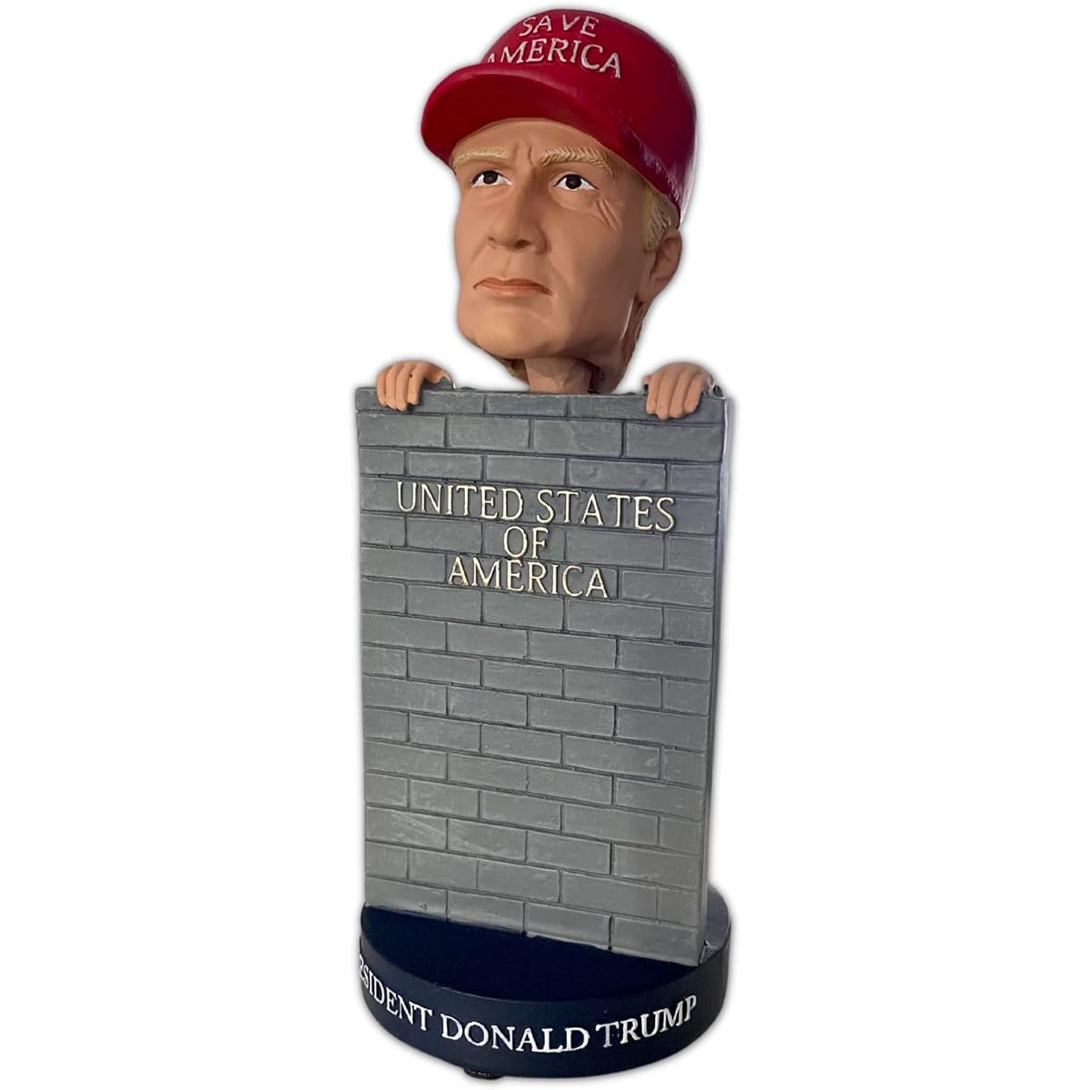 President Trump 2024 Save America Bobblehead Doll | MAGA Border Wall Theme Donald Trump Figure | Build a Wall Bobblehead for Republican Trump Supporters