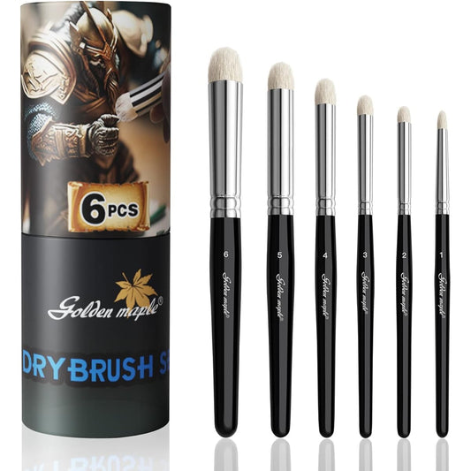 Drybrush Miniature Paint Drybrush Set - Golden Maple Professional Modeller Miniature Paint Brushes for Warhammer 40k DND Miniatures Citadel Scale Models Enamel & Fantasy Figure Painting