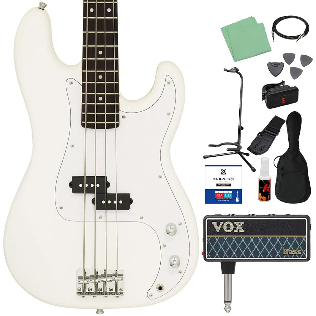 LEGEND LPB-Z WH Electric Bass Beginner 12-piece Set [With Headphone Amplifier] Precision Bass Type P-bass White Legend