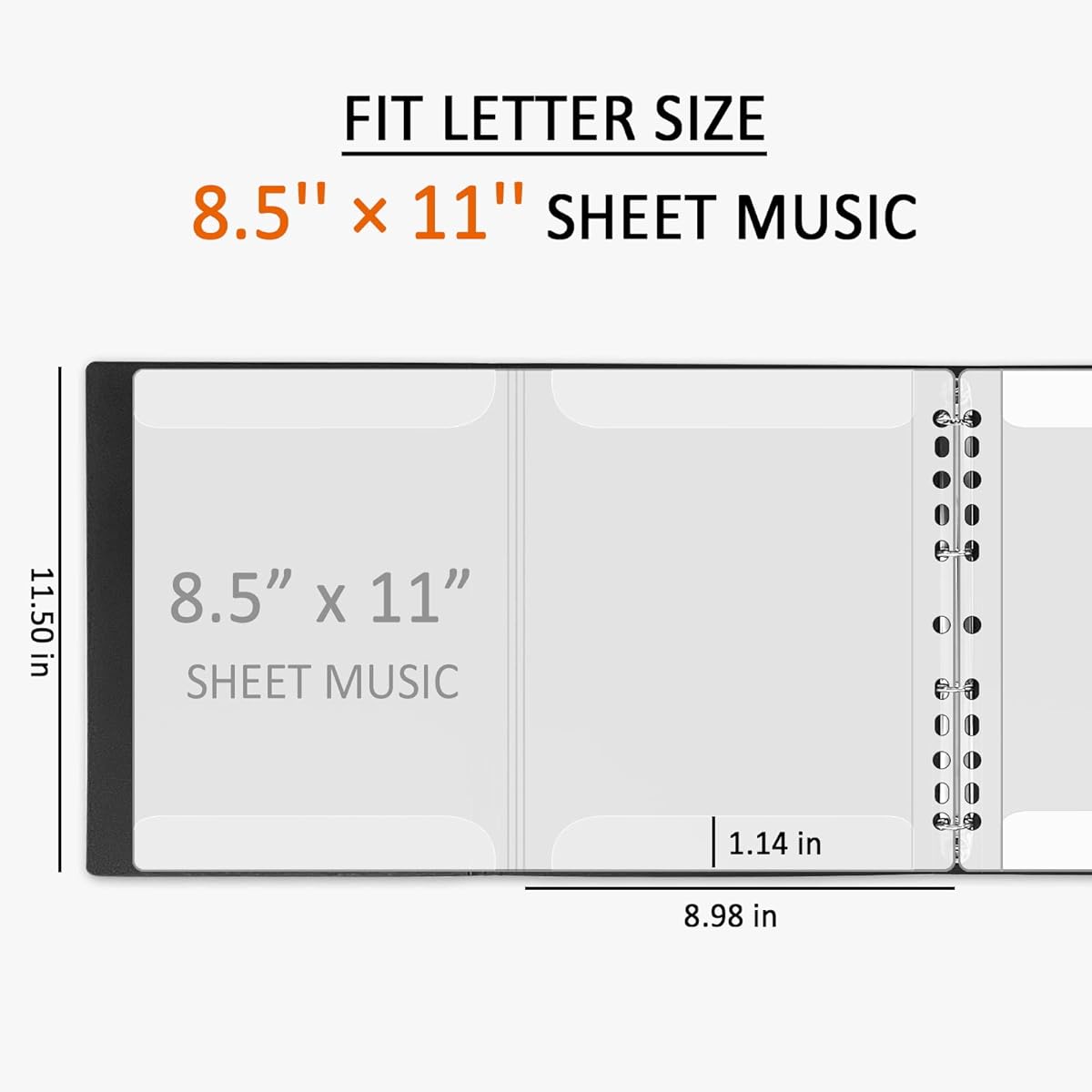 Music Folder 8.5 x 11 Letter Size Music Binder 4 Page Expansion 52 Pockets Writable Choir Folder Black