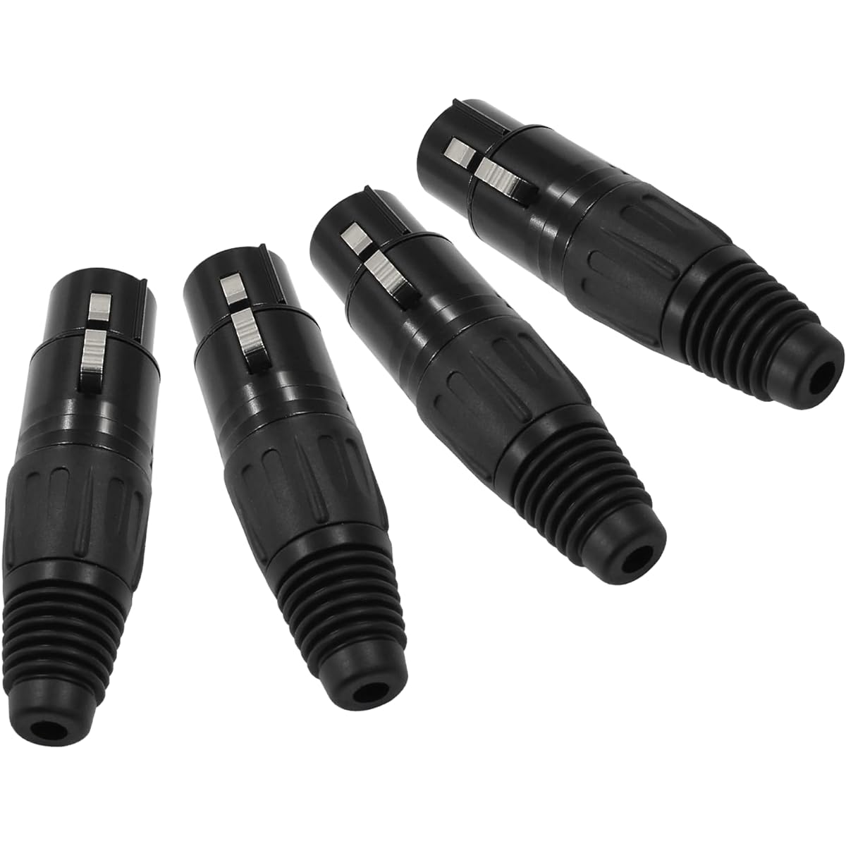 Hordion 4 Pin XLR Female Connector Microphone Plug Adapter Microphone Connector XLR Cable End Replacement Black Audio Socket 4pcs