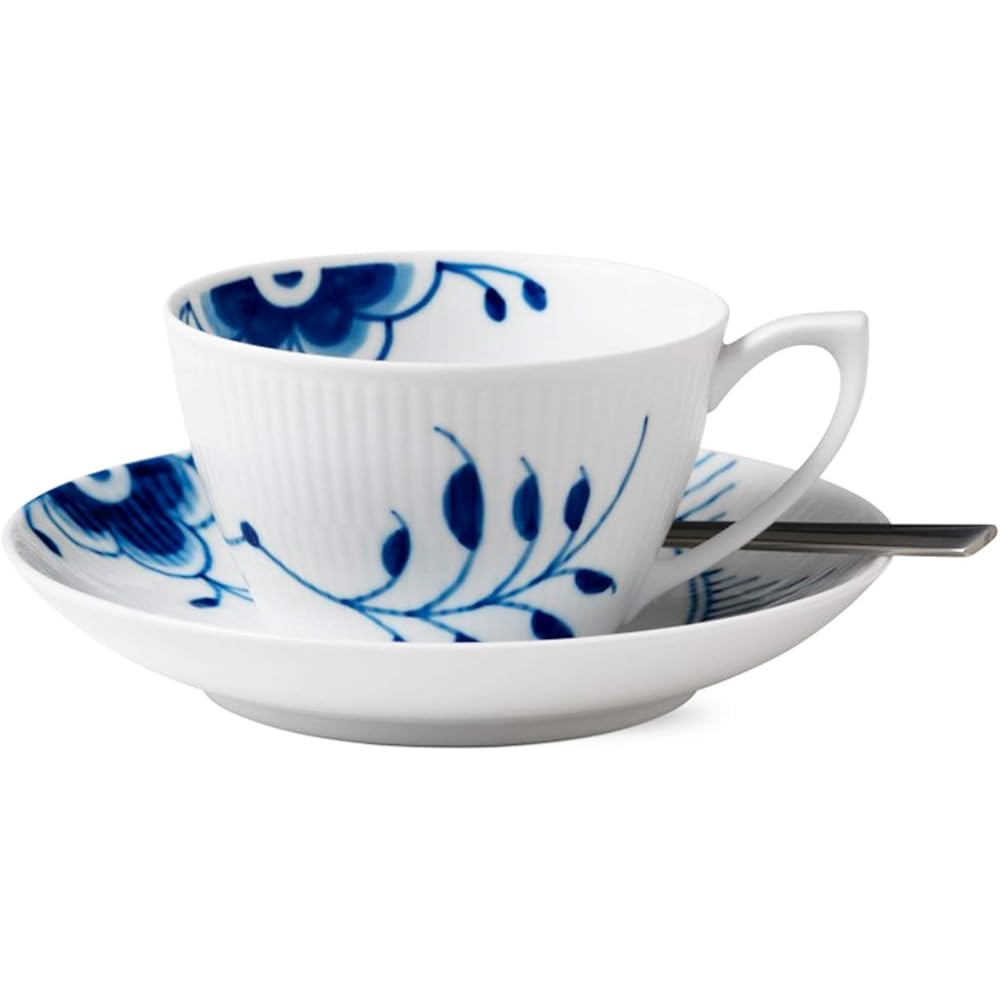 [Regular Imported Product] Royal Copenhagen Blue Fluted Mega Cup & Saucer 280ml 1017335 White Wedding Gift Present