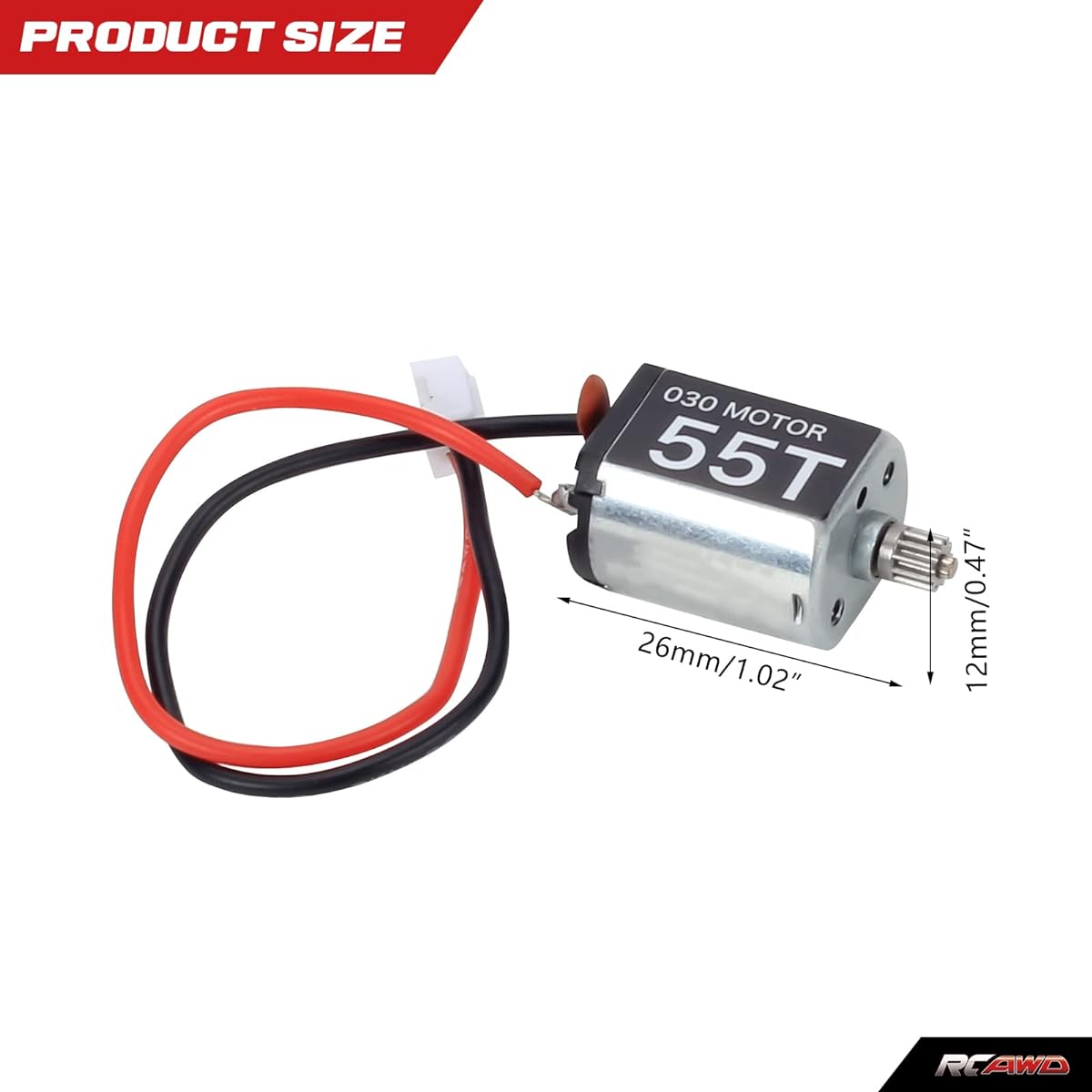 RCAWD 030 Size Carbon Brushed 55T (Turn) Motor 11T (Teeth) Steel Pinion Gear 1-24 Scx24 Crawler Hop-up Parts