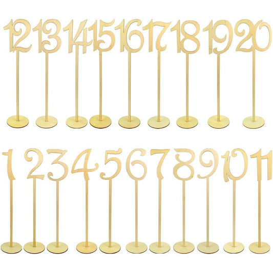 20 Table Numbers, JMKCOZ 1 to 20 Wooden Wedding Table Numbers with Sturdy Holder Base Home Decoration for Party