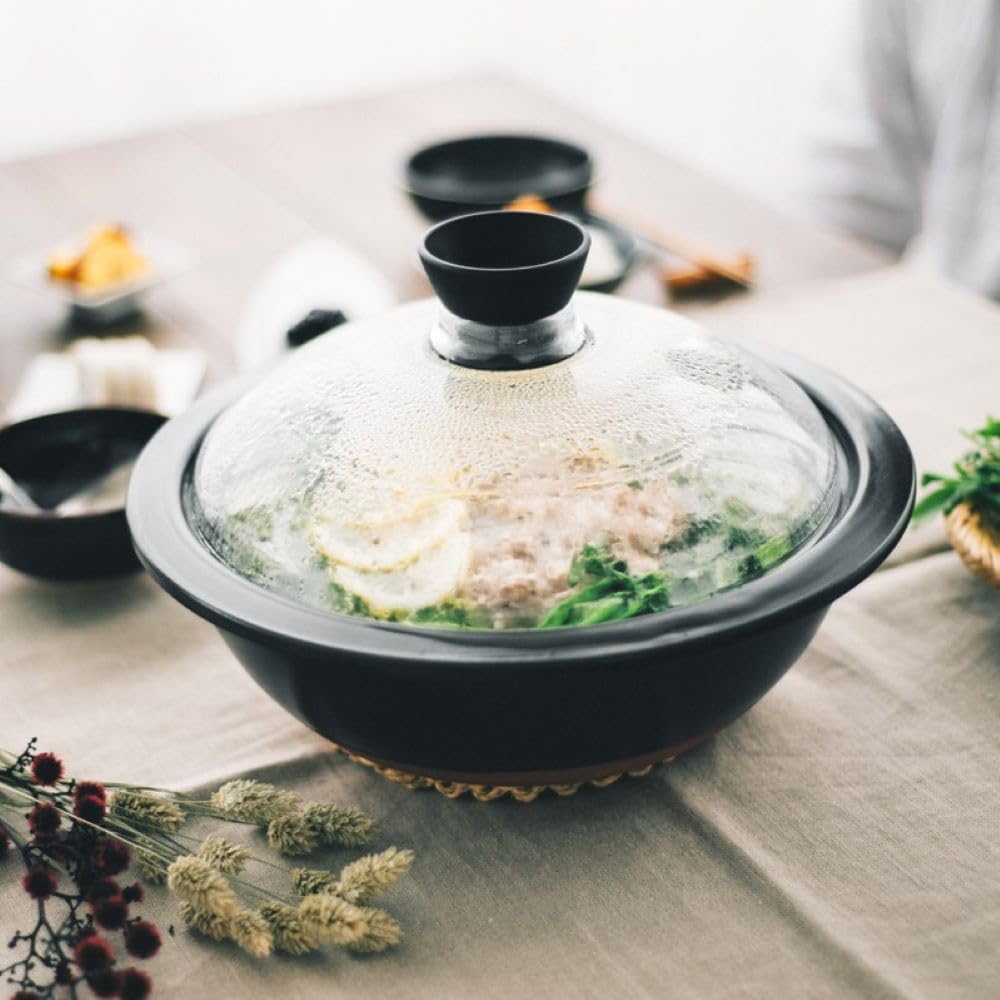 HARIO Glass Lid Earthen Pot No. 9 3000ml GDN-255-B Black