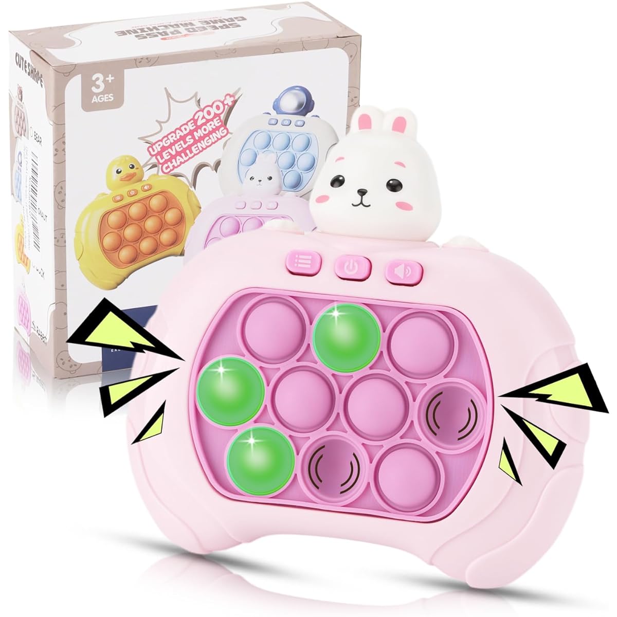 OAKTECH Handheld Push Game, Fast Push Game for Kids, Rabbit Quick Push Bubble Button Game, Pop It Game, Animal Version, Sensory Pop Fidget Toy, Age 3-12, Kids, Boys, Girls, Adults, Birthday Gift