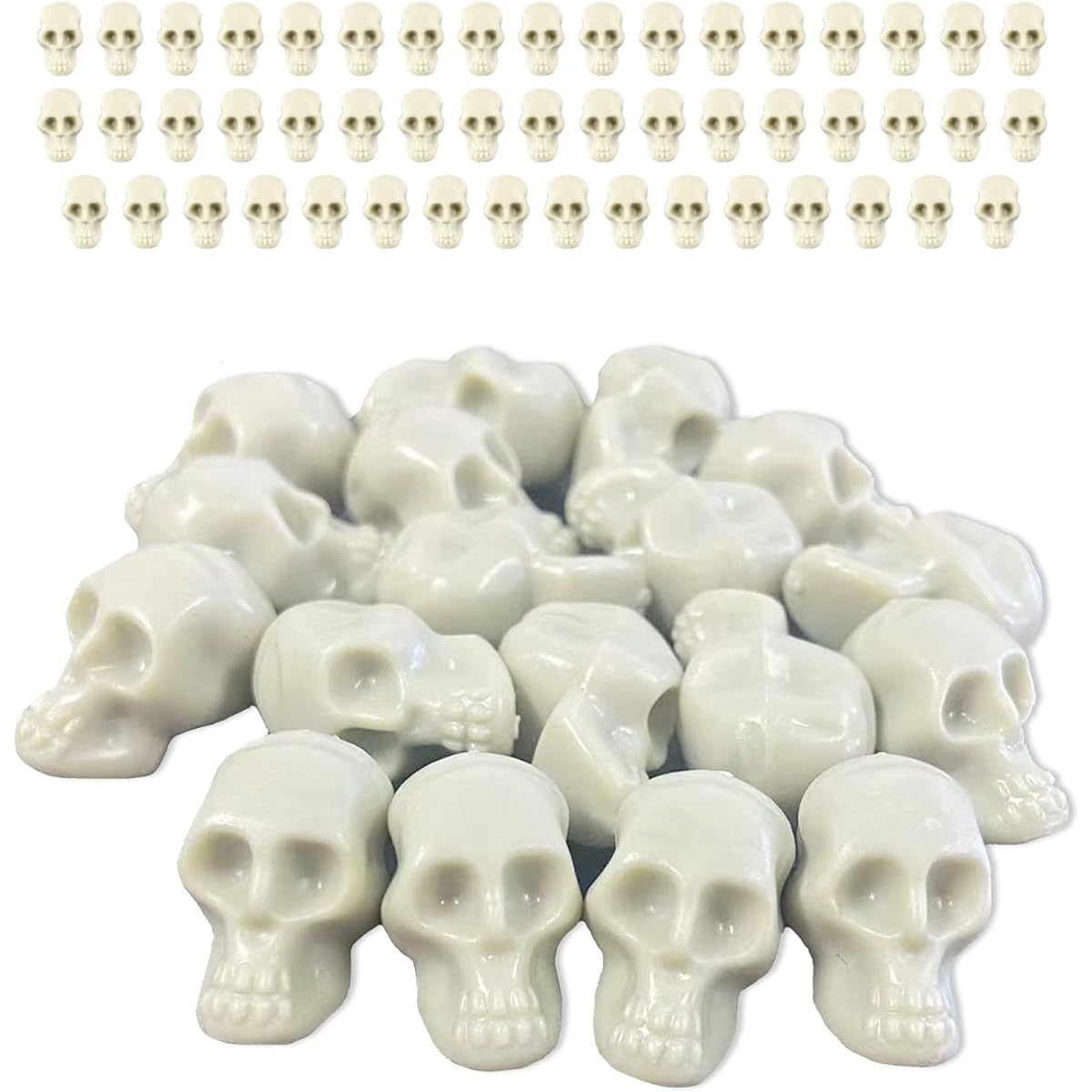 50pcs Mini Skull Halloween Figurine Miniature Small Skull Halloween Decoration Skull Model Desktop Ornament DIY Halloween Craft Bar Home Trick Toy