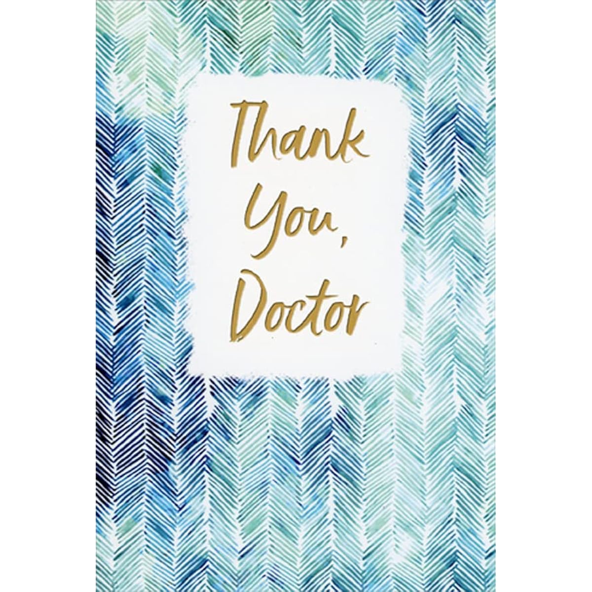 Pictura Blue and Green Herringbone Pattern Doctor's Day Thank You Card