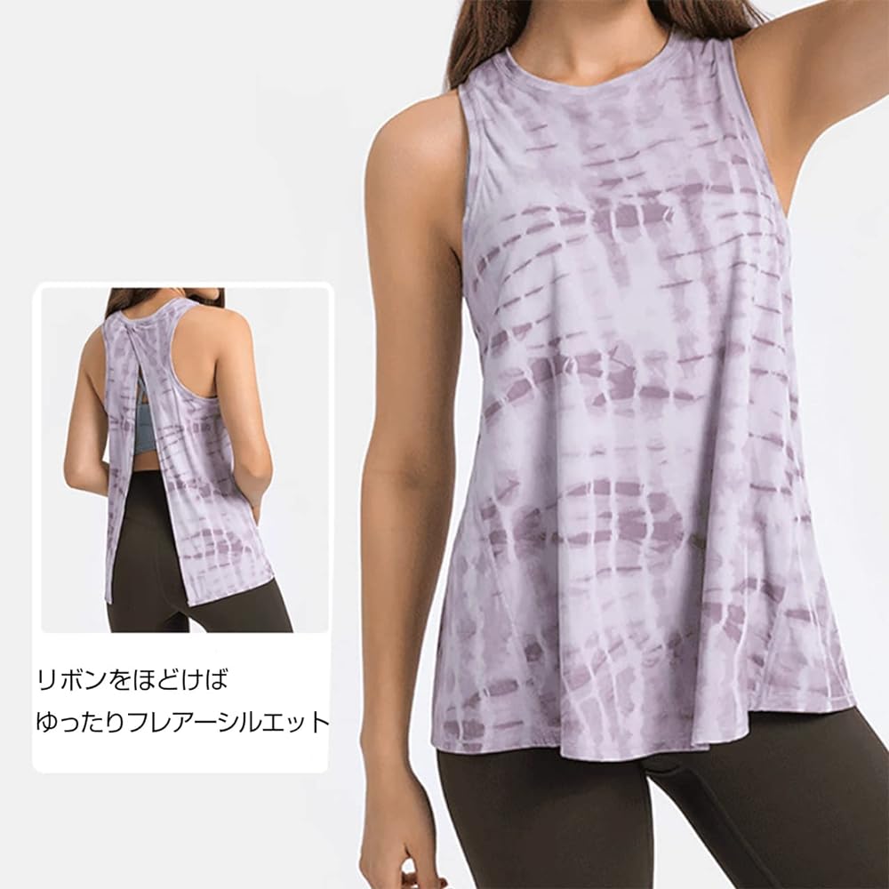 [and-L] Women's Yoga Wear Tank Top Tops Back Cross Tank Top Sports Fitness Hot Yoga Wear Gym Dance Sweat Absorbent Quick Drying Open Back Body Covering 2way