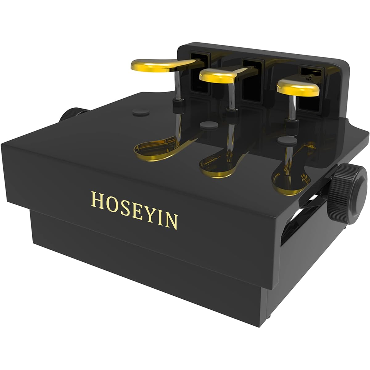 HOSEYIN Wooden Adjustable Lifting Piano Pedal Extender Bench for Kids Height Adjustable Piano Foot Pedal Design with 3 Pedal (Bright Black)