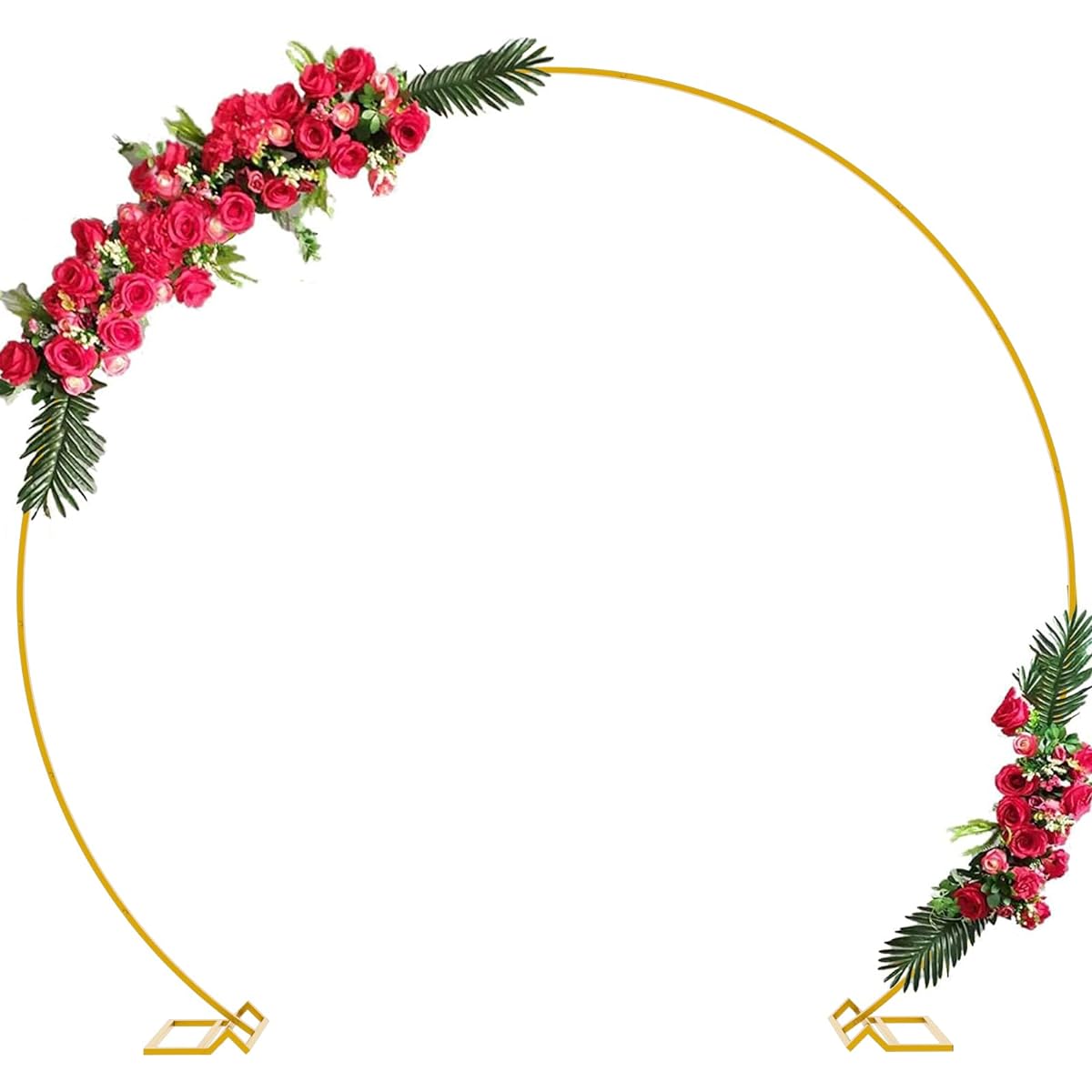 Fomcet 9.2ft Gold Round Backdrop Stand Metal Circle Wedding Arch Round Balloon Arch Stand with Base for Wedding Bridal Shower Birthday Party Valentine's Anniversary Reception Decoration