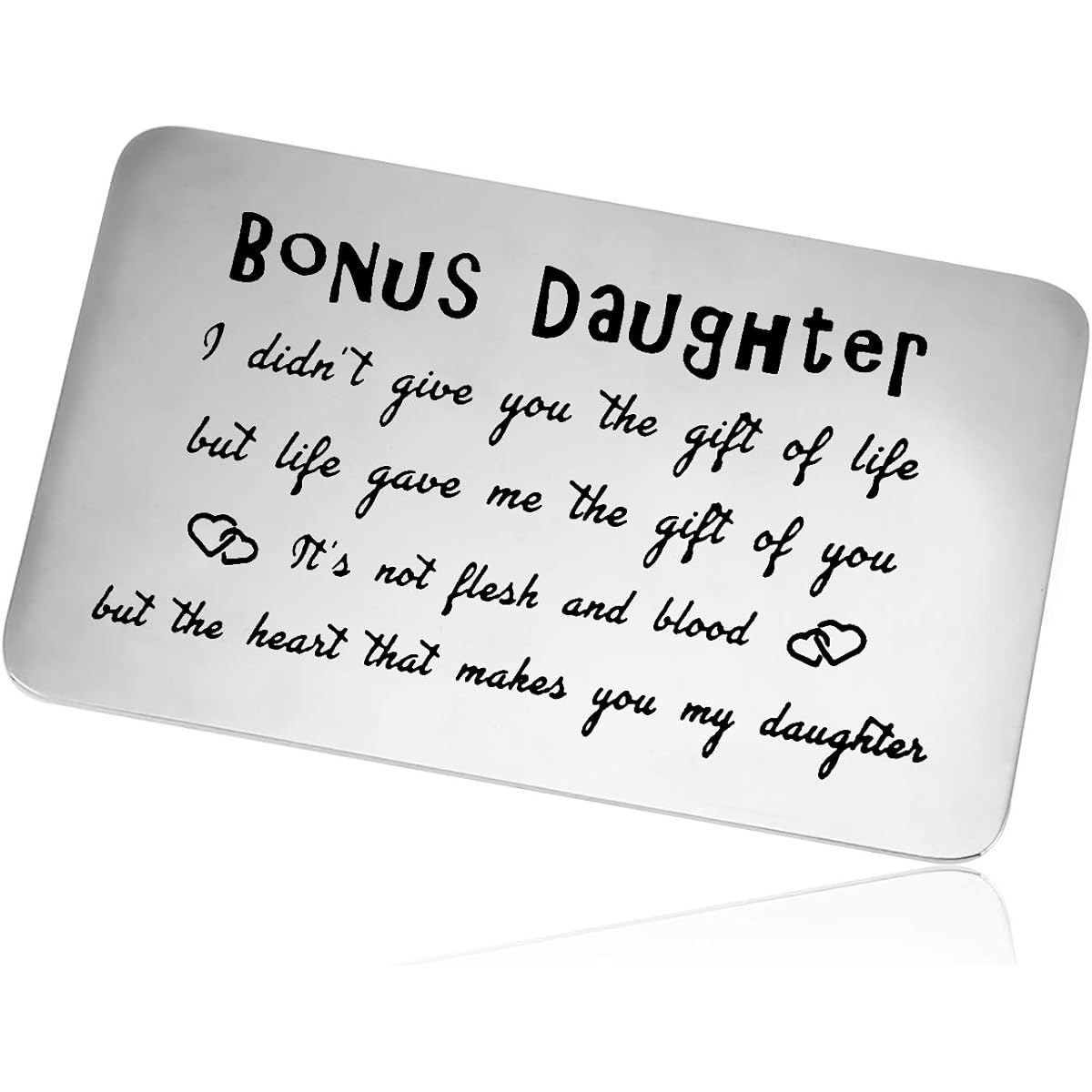 Bonus Daughter Gift Engraved Wallet Insert Card Daughter Gift from Mother Adoption Gift Daughter-in-Law Jewelry Metal Wallet Insert Card Birthday Wedding Gift Bonus Daughter Jewelry