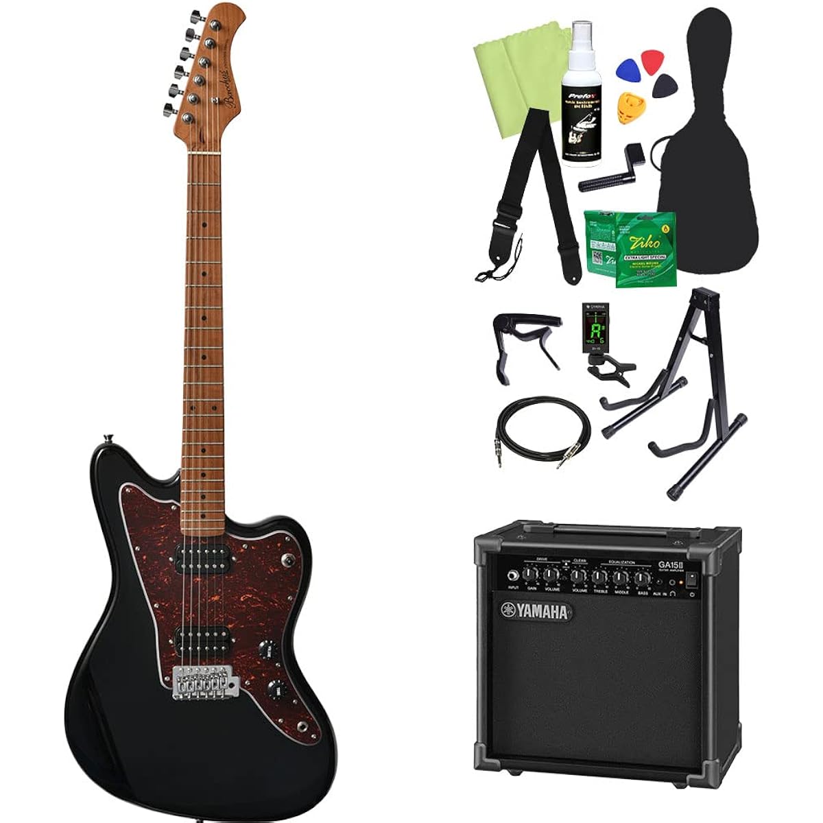 Bacchus BJM-3-RSM/M Electric Guitar Beginner 14-Piece Set [Includes GA15II] BLK Roasted Maple Neck Bacchus