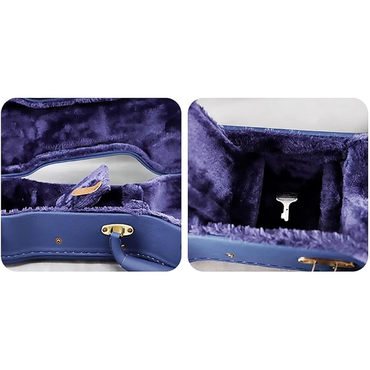 Ukulele Case Leather Ukulele Wooden Case Crushproof 23" 26" Ukulele (Color: Blue, Size: 23inch)