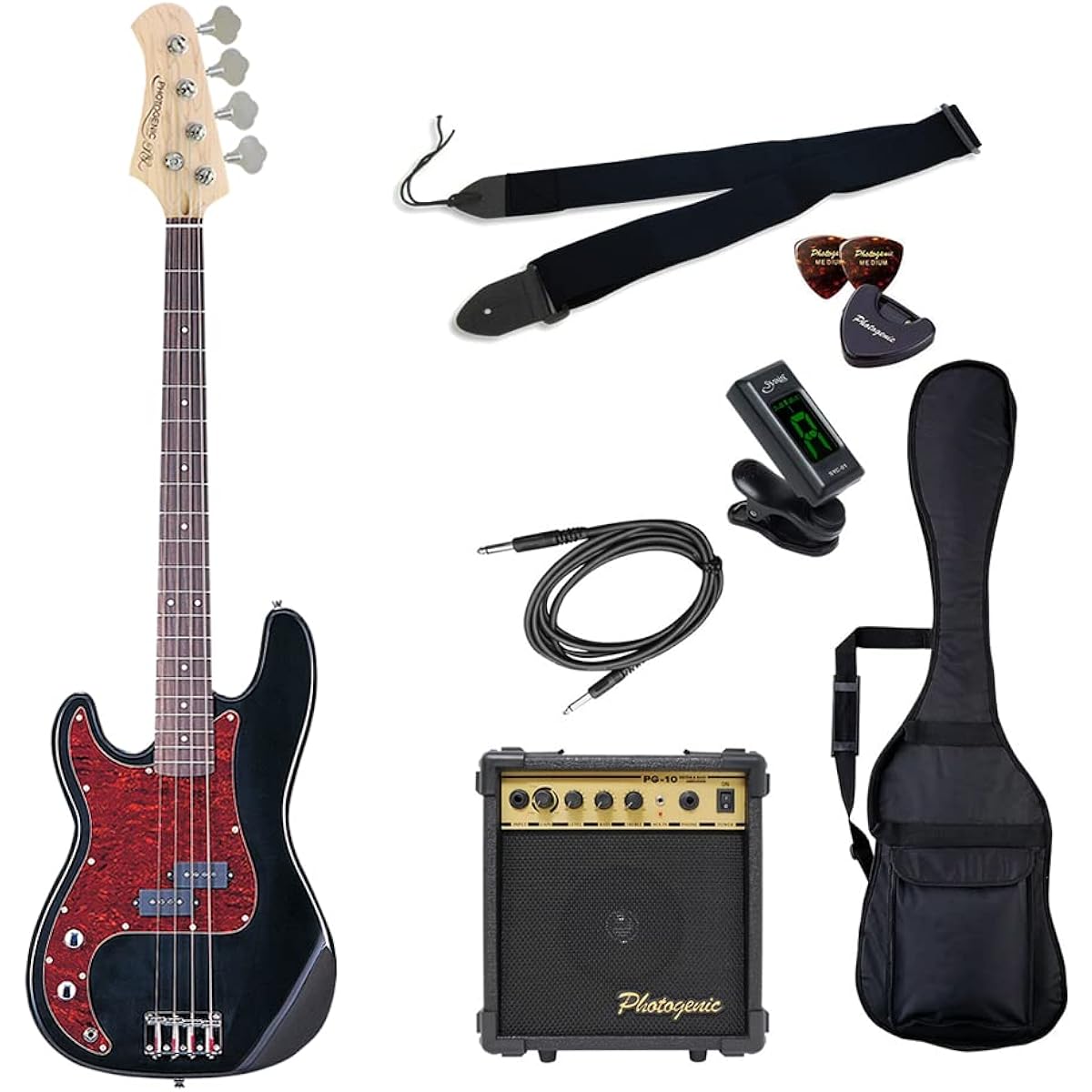 PhotoGenic Electric Bass Beginner Light Set PB Type PB-270LH/BK Black Left-handed Model [Soft Case/Shield/Amplifier/Tuner/Strap/Pick/Pick Case/Strings/Adjustment Wrench Included]