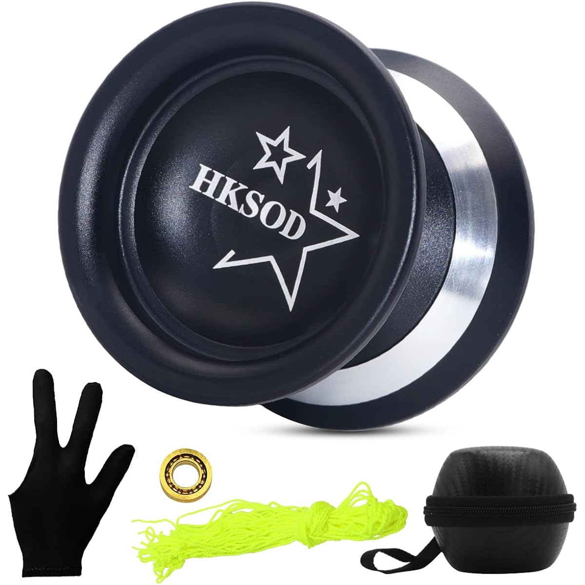 Hksod Non-Reactive Yoyo Professional Yoyo Ball Aluminum Alloy Yoyo for Adults Kids Teenagers Beginners Advanced Players with U-Shaped Shaft Bag 10 Yoyo Strings