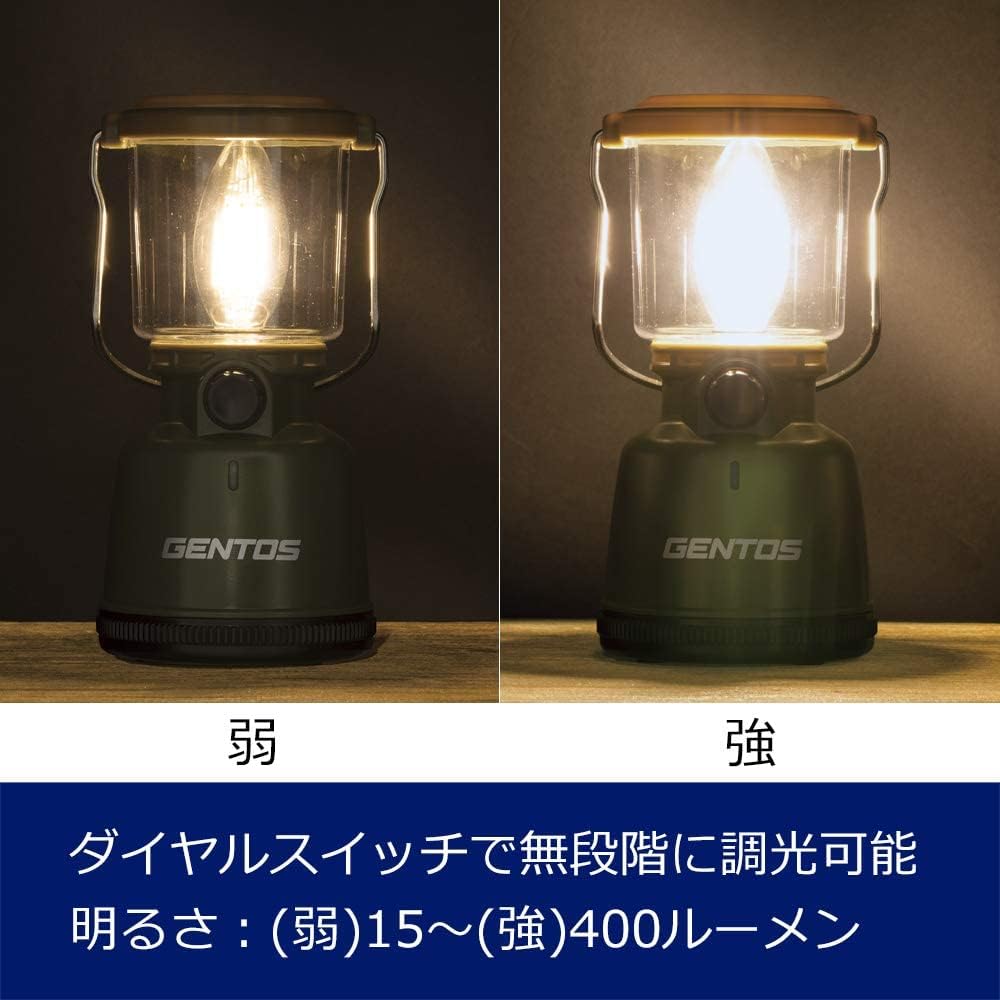GENTOS LED Lantern, AA Battery, 400 Lumens, Stepless Dimming, Candle Mode that Flickers Like a Flame, Explorer EX-400F, Camping, Disaster Prevention