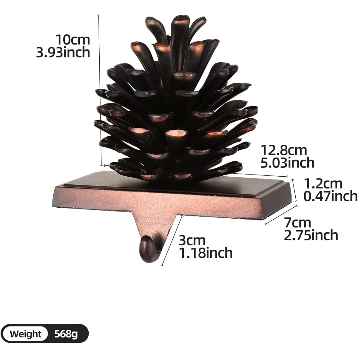 Pine Cone Stocking Hanger Mantel Fireplace Christmas Stocking Holder for Christmas Decorations Christmas Tree Hooks (Pine Cone)